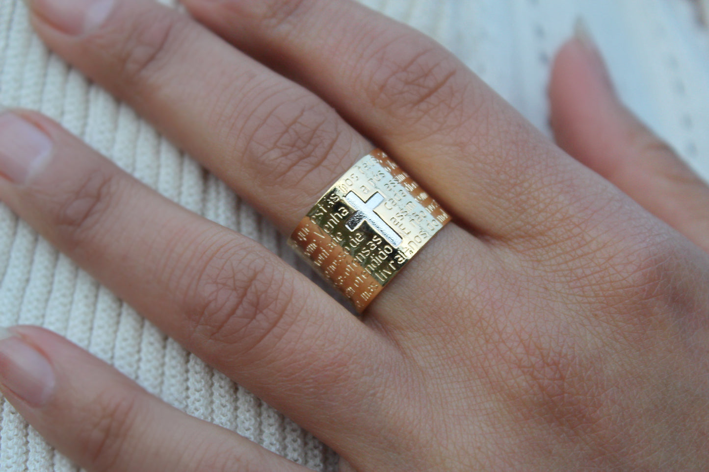 Anillo Padre Nuestro rodio
