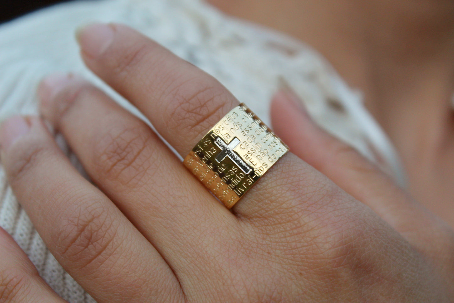 Anillo Padre Nuestro rodio