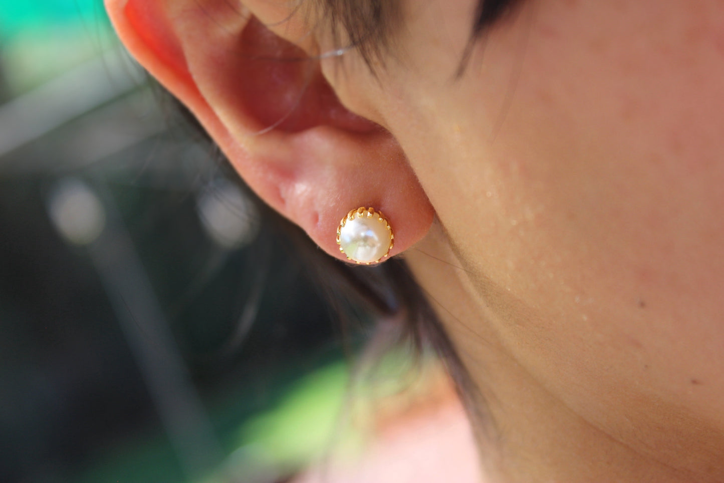 Aros Perla Capullo 9 mm, elegancia que florece