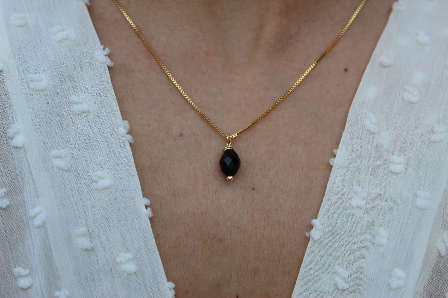 Collar Piedra gota Obsidiana, protección y claridad.