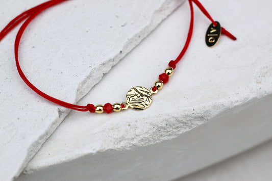 Pulsera Medalla Rugosa rojo